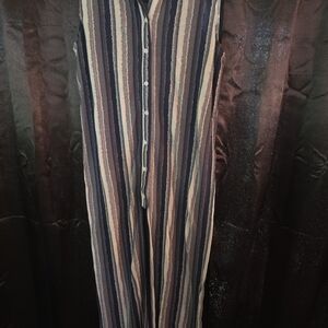 Soft Surroundings Woman Size M Sleeveless Indigo Stripes Duster Boho Flowy Hi/Lo